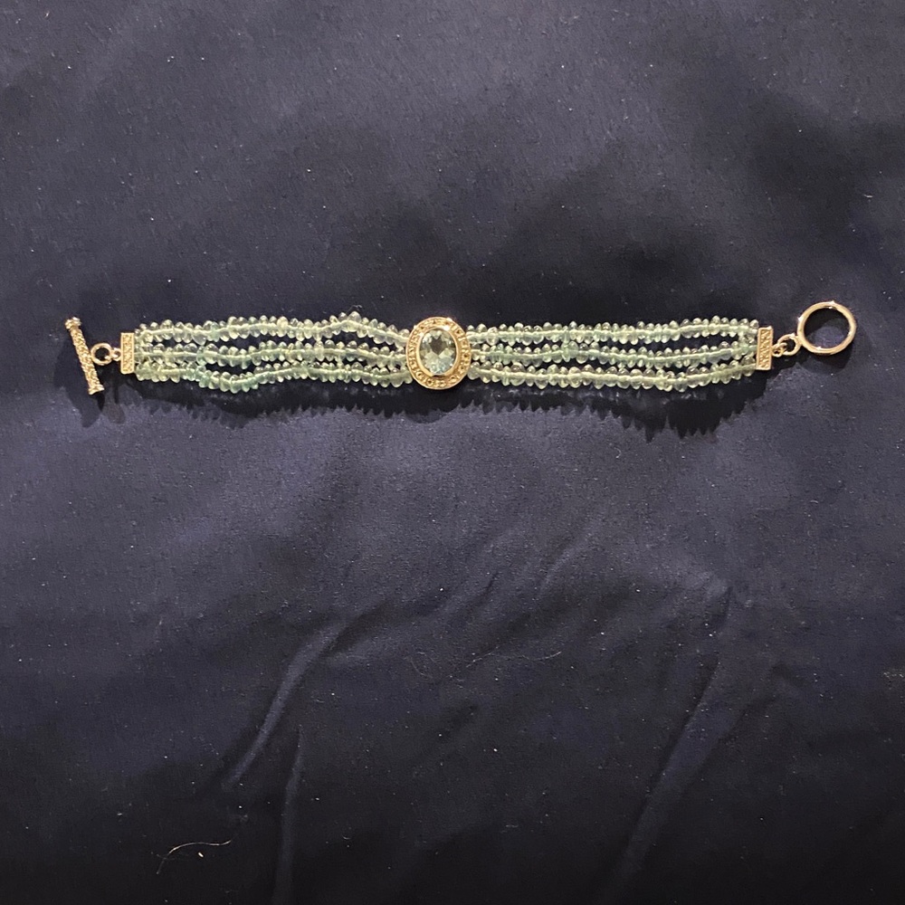 Ross-Simons Sterling Silver 3 strand aquamarine bead bracelet NWT, never worn.